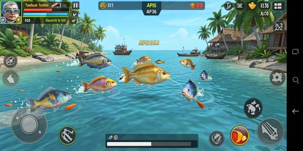 Screenshot dari gameplay seru Tembak Ikan API36.