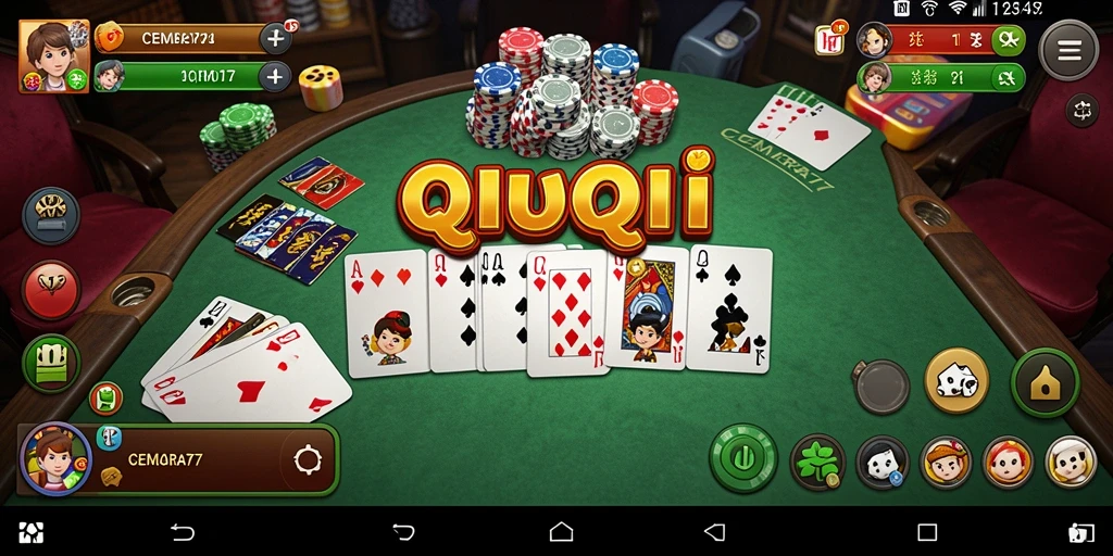 Screenshot utama CEMARA77 menunjukkan gameplay seru QiuQiu.