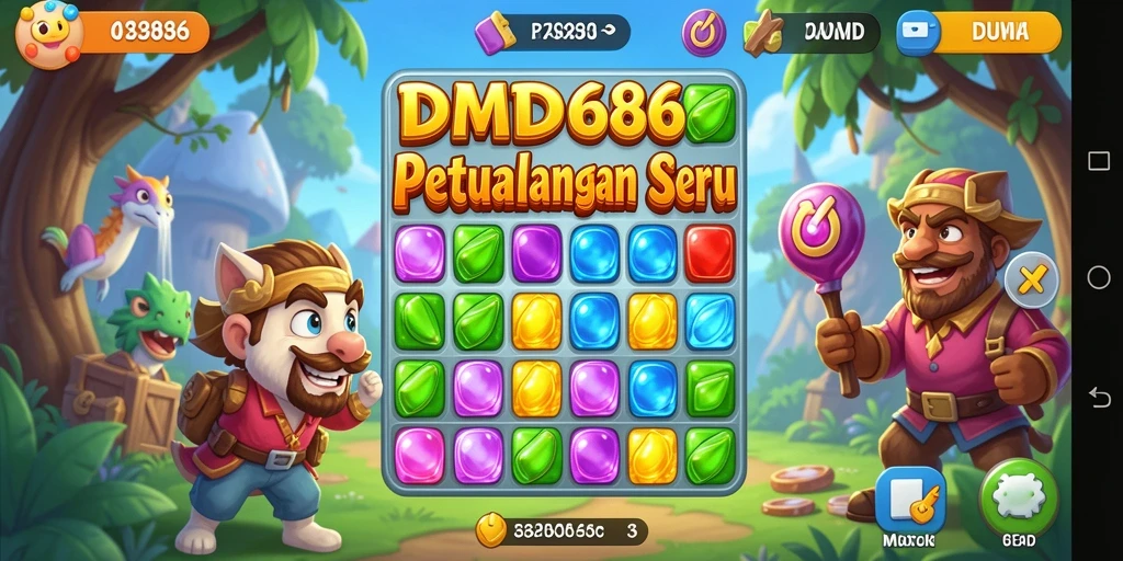 Screenshot DMD686 menampilkan gameplay seru dalam match-3.