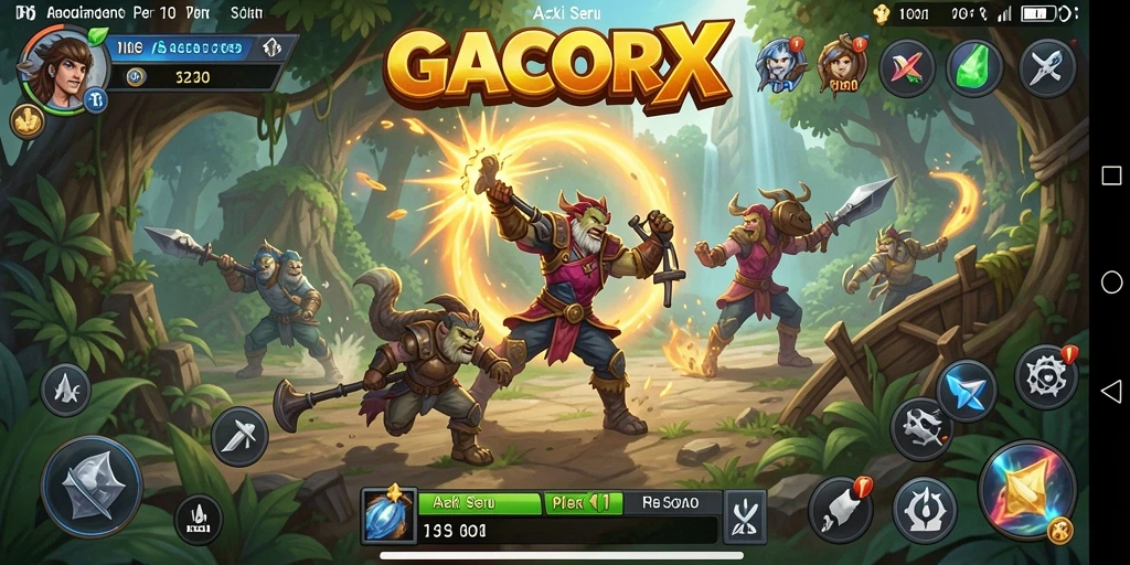 Tampilan gameplay mendebarkan dari GACORX menunjukkan aksi seru dan tantangan menantang.