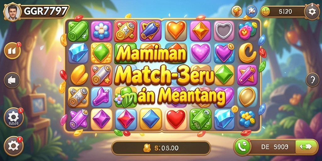 Tampilan gameplay seru GGR7777 dalam aksi Match-3.