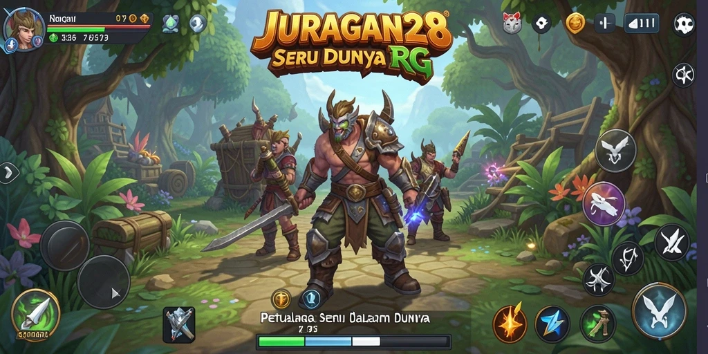 Tampilan gameplay yang seru dalam JURAGAN28, penuh aksi RPG.