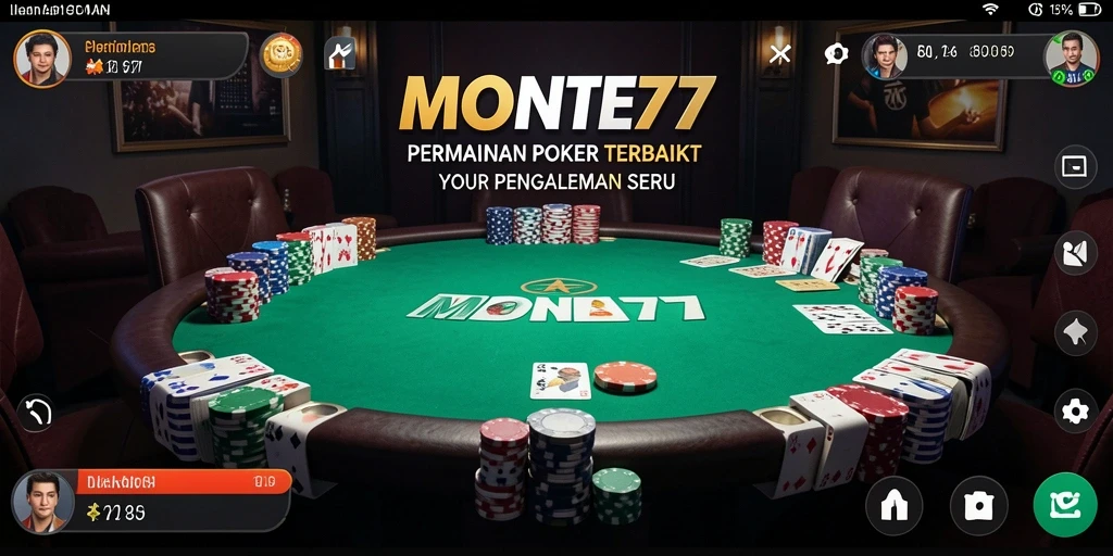 Tampilan menarik dari gameplay Poker di MONTE77.