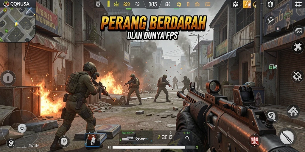 Tangkapan layar gameplay intens di QQNUSA dengan grafis mendetail.