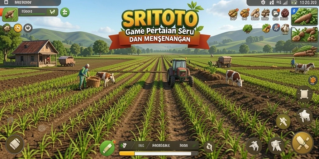 Tangkapan layar gameplay SRITOTO menampilkan aktivitas seru dalam bertani.