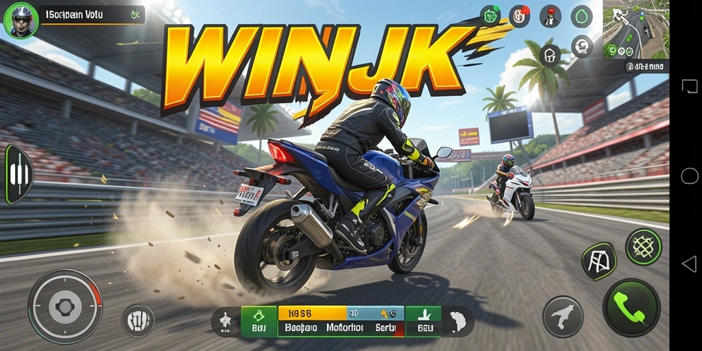 Tampilan menarik dari gameplay balapan motor di WINJKT.